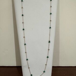 14KT yellow gold emerald station Necklace